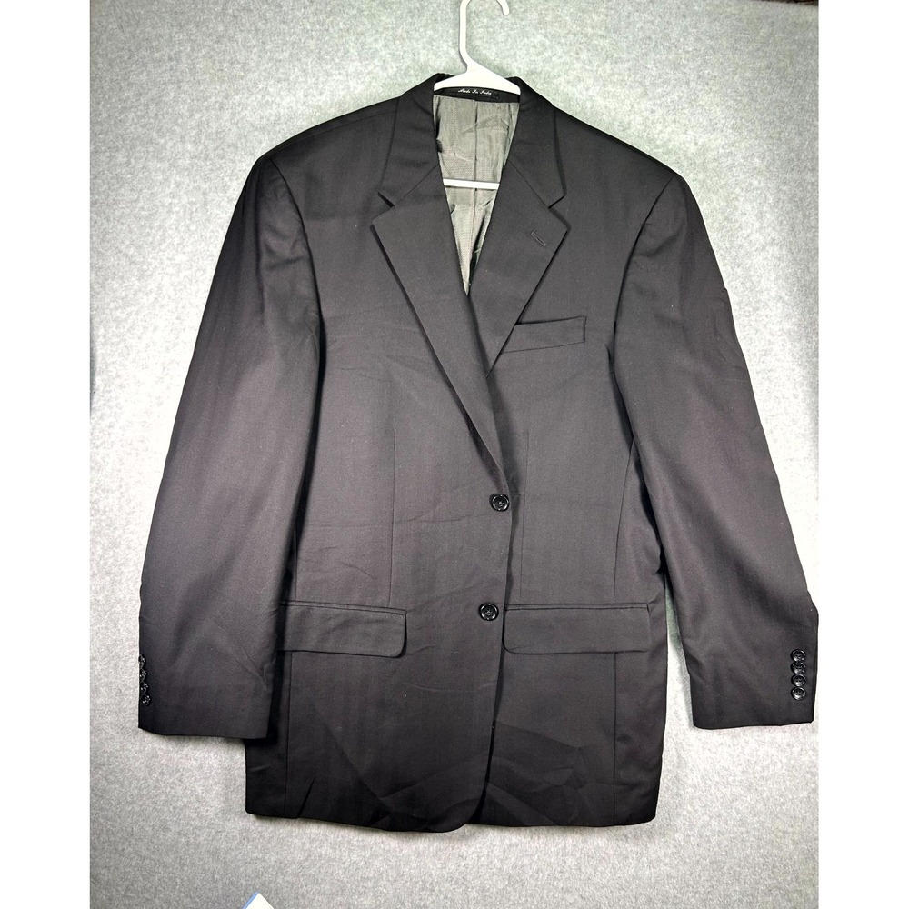 Perry Ellis Portfolio Blazer Jacket Mens 42R Black Wool Single Breasted Formal